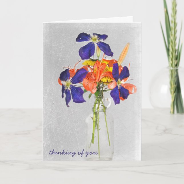 blommigt bouquet i flaska kort (Framsida)