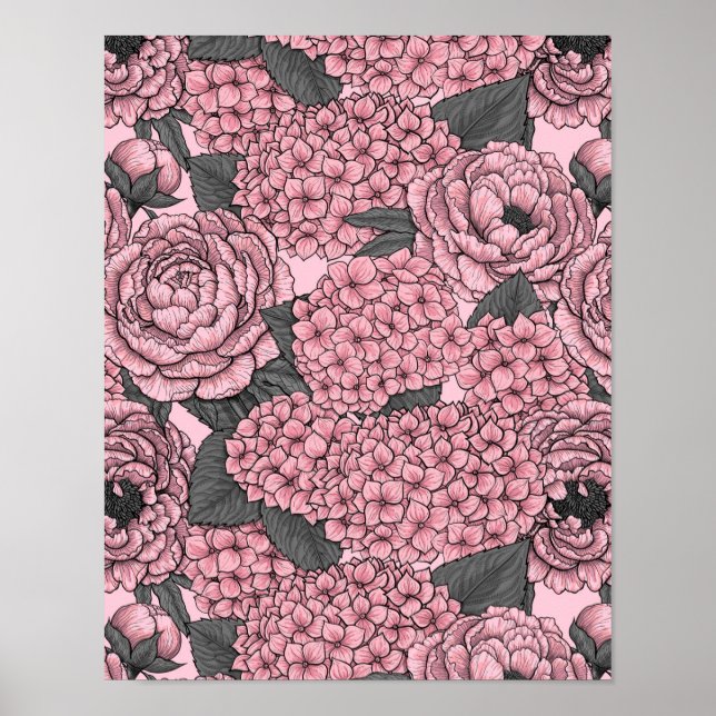Blommigt bouquet i rosa poster (Framsidan)