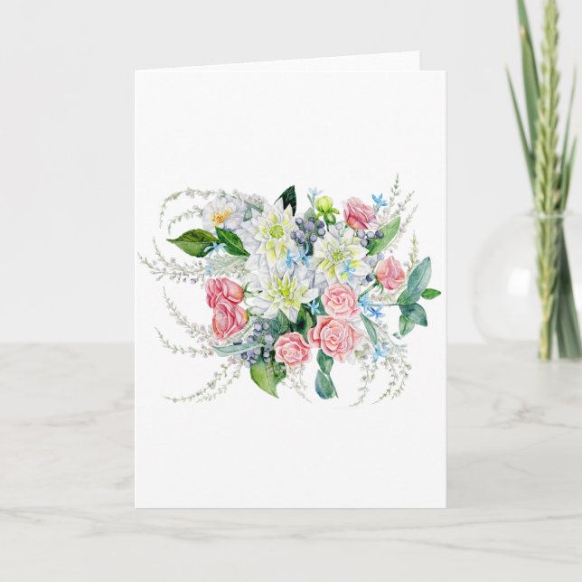 Blommigt Bouquet Kort (Framsida)