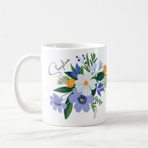 Blommigt Bouquet Lila Orange Kaffemugg