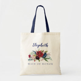 Blommigt Bouquet Maid of honor Namn Tote Bag Tygkasse