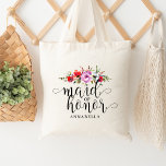 Blommigt Bouquet Maid of honor Tote Tygkasse<br><div class="desc">Ge i dag som en vacker gåva!</div>