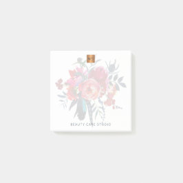 Blommigt bouquet metallic guld kopparmonogrammat post-it block
