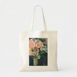 Blommigt Bouquet Monotype-utskrift, skylt Tygkasse