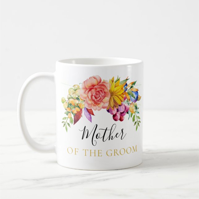 Blommigt Bouquet Mor i Groom Kaffemugg (Vänster)