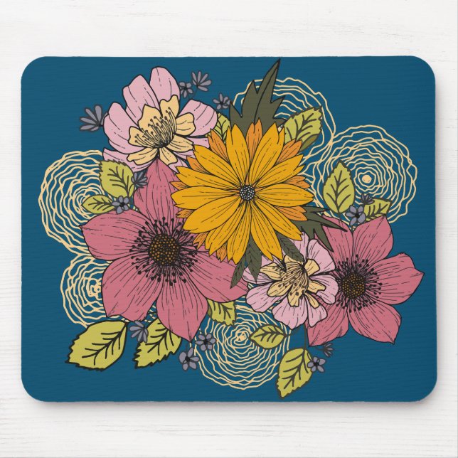 Blommigt Bouquet Mouse Pad Musmatta (Framsidan)