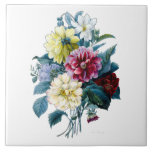 Blommigt Bouquet of Mixed Dahlias Kakelplatta<br><div class="desc">Detta är ett digitalt utökat tryck som härletts ur en vintage som illustrerar en bukett av Mixed Dahlias av Elisa Emilie Lemire. Du kan anpassa bakgrunden till färg.</div>