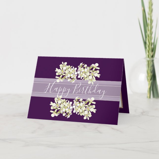 Blommigt Bouquet Orchid Flower Lila Girl Birthday Kort (Framsida)
