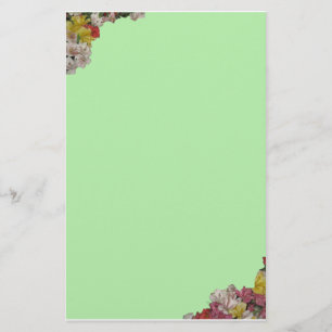 Blommigt Bouquet över Ljust grönt lager Brevpapper