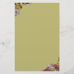 Blommigt Bouquet på Light Guld Stationery Brevpapper