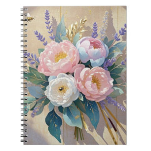 Blommigt Bouquet peonies lavender Anteckningsbok