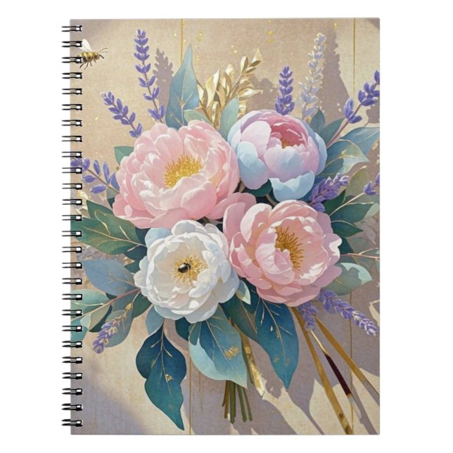 Blommigt Bouquet peonies lavender Anteckningsbok (Framsidan)