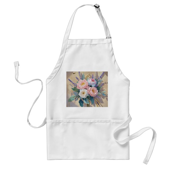 Blommigt Bouquet peonies lavender Förkläde (Framsidan)