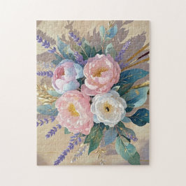 Blommigt Bouquet peonies lavender Pussel