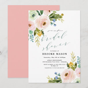 Blommigt Bouquet Peony Inbjudningskort för möhippa