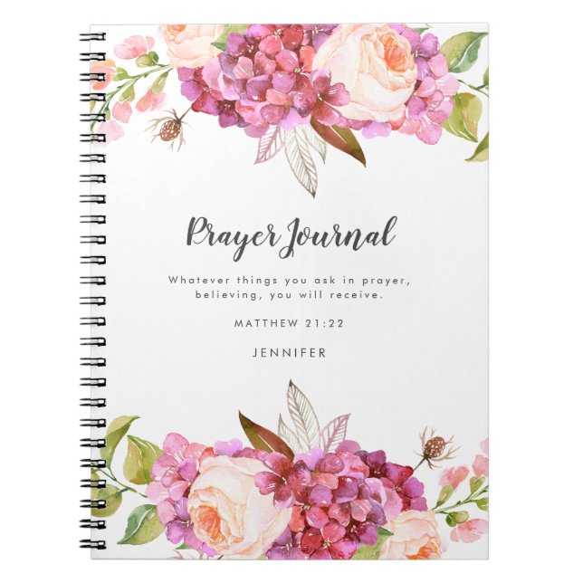 Blommigt Bouquet Personlig Prayer Journal Anteckningsbok (Framsidan)