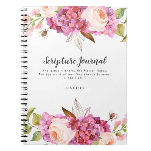 Blommigt Bouquet Personlig Scripture Journal Anteckningsbok Med Spiral (Framsidan)