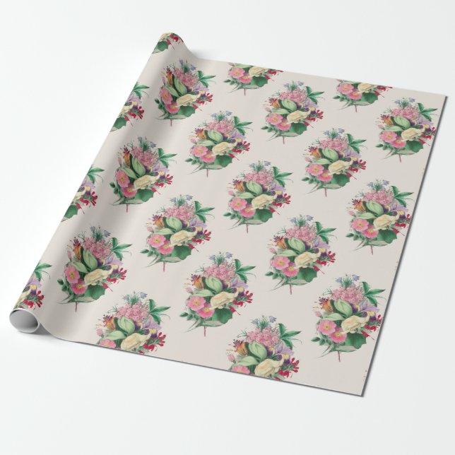 Blommigt Bouquet Presentpapper (Utrullad)