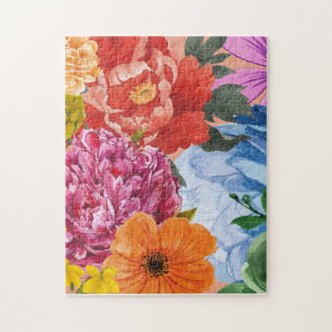 Blommigt Bouquet Puzzle - färgstark Pussel
