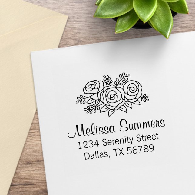 Blommigt Bouquet, Ro Flowers Adress Stämpel (Skapare uppladdad)