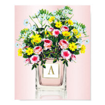 Blommigt Bouquet Rosa Parfym Flaska Monogram