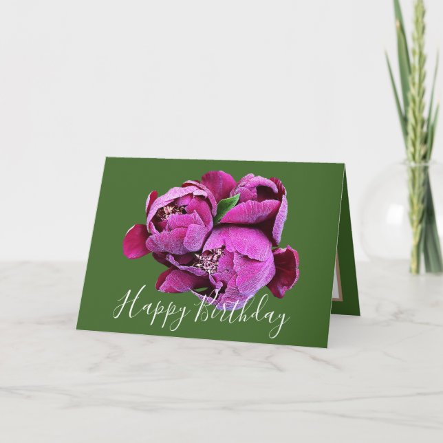 Blommigt Bouquet Rosa Peonies Flower Girl Birthday Kort (Framsida)