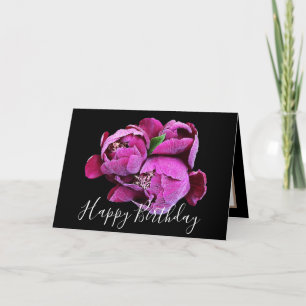 Blommigt Bouquet Rosa Peonies Flower Girl Birthday Kort
