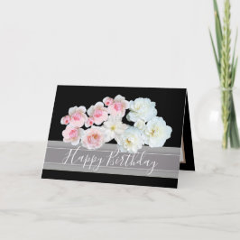 Blommigt Bouquet Rosa & Vit ros Flowers Birthday Kort