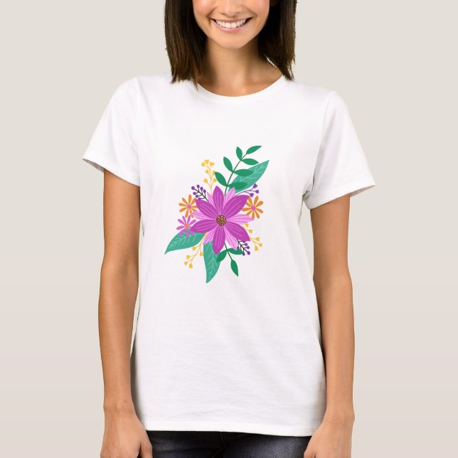 Blommigt Bouquet T-Shirt (Framsida)