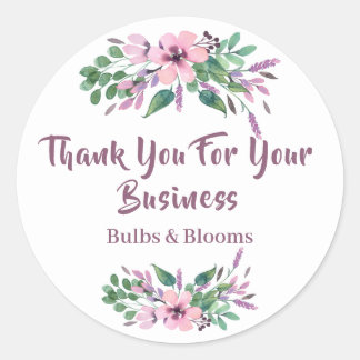 Blommigt Bouquet "Tack" Business/Marknadsföring Runt Klistermärke
