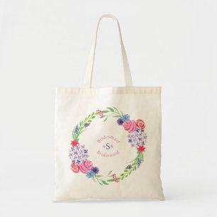 Blommigt Bouquet utandningsmonogram - Tygkasse