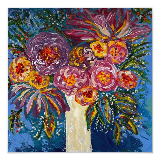 Blommigt Bouquet-utskrift Fototryck (Framsidan)