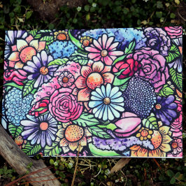 Blommigt Bouquet Vår Flower Kort