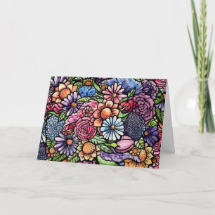 Blommigt Bouquet Vår Flower Tack Kort