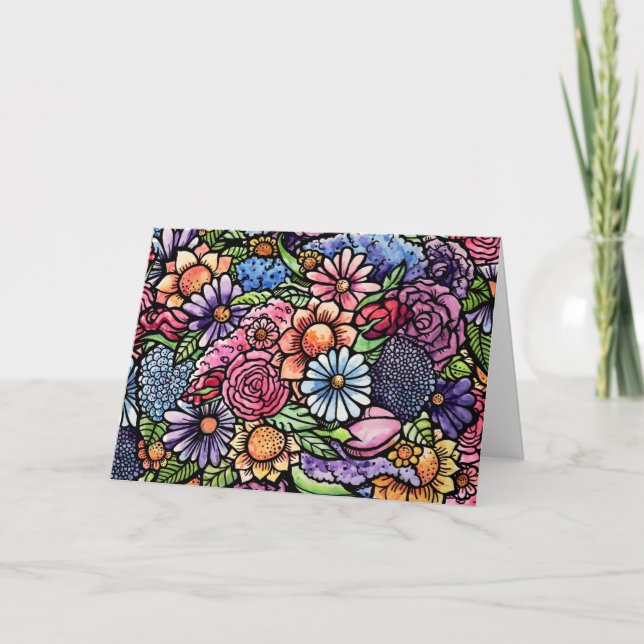 Blommigt Bouquet Vår Flower Tack Kort (Framsida)