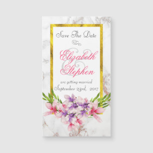 Blommigt Bouquet vid vit markering Spara datum