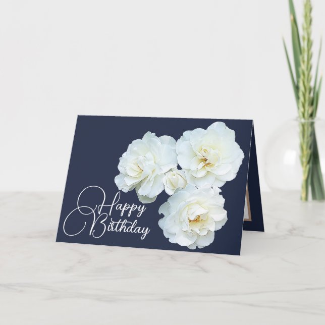Blommigt Bouquet Vit ros Flower Girl Birthday Kort (Framsida)