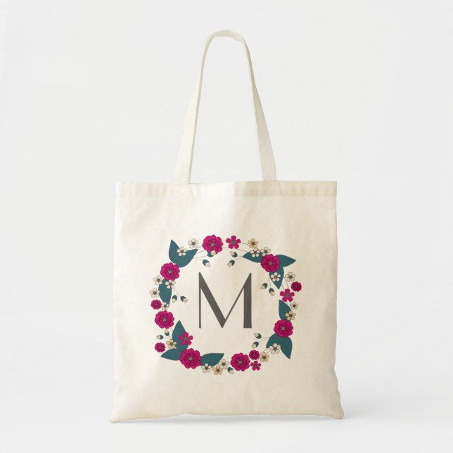 Blommigt Bouquet wandemonogram Tygkasse (Framsidan)