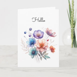 Blommigt Bouquet Watercolor Illustration Hälsning Kort