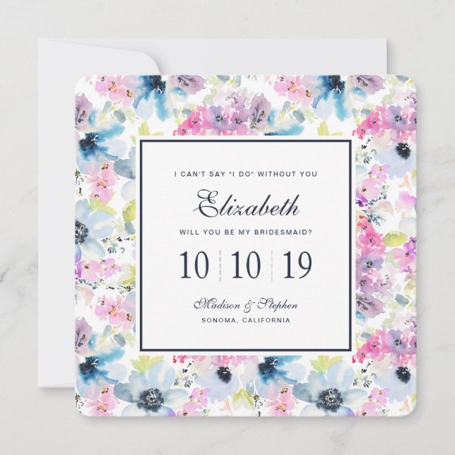 Blommigt Bouquet WatercolorBridesmaid Inbjudningar (Framsida)