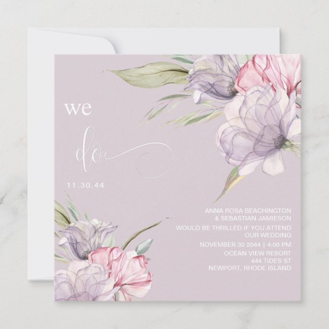 *~* Blommigt Bouquets AR15 OSA  QR BRÖLLOP Inbjudningar (Framsida)