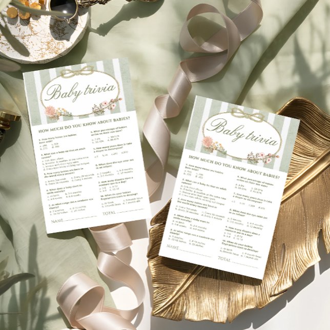 Blommigt Bow Baby Shower Baby Trivia-spel (Skapare uppladdad)