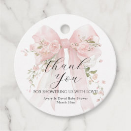 Blommigt Bow Elegant Flower Girl Baby Shower Gåvor Etiketter