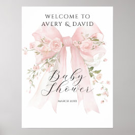 Blommigt Bow Elegant Flower Girl Baby Shower Poster