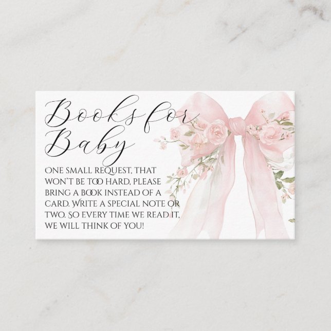 Blommigt Bow Elegant Flower Girl Baby Shower Tilläggskort (Framsida)