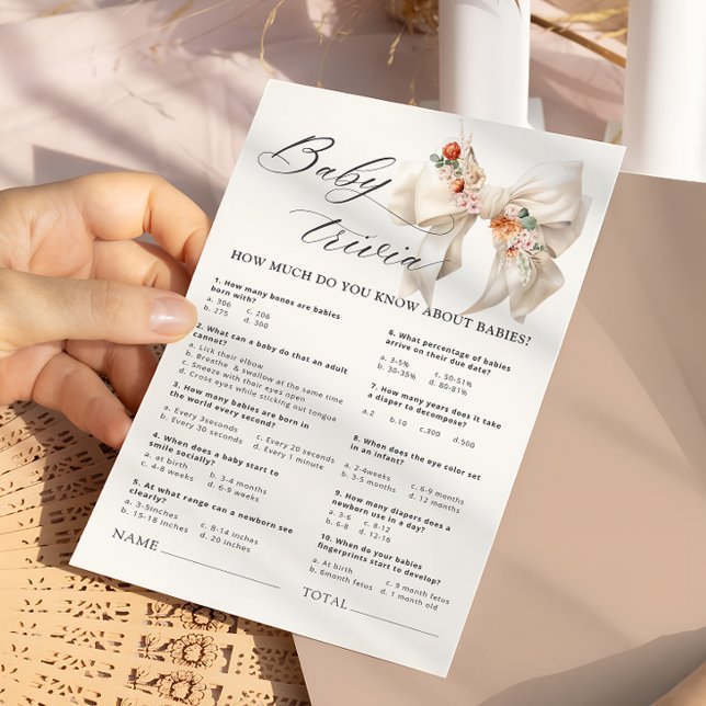 Blommigt Bow-Eleganten Baby Shower Baby Trivia-spe (Skapare uppladdad)