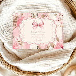 Blommigt Bow Finare ONE Girl 1st Birday Tack Kort