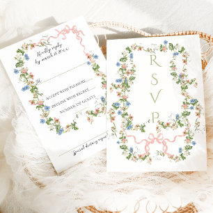Blommigt Bow Garden Rustic Elegant Photo Bröllop OSA Kort
