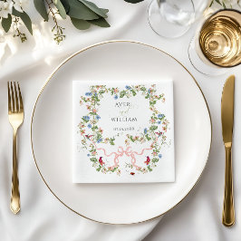 Blommigt Bow Garden Rustic Elegant Photo Bröllop Pappersservett