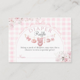 Blommigt Bow Rosa Pumpkin Girl Baby Shower Tilläggskort
